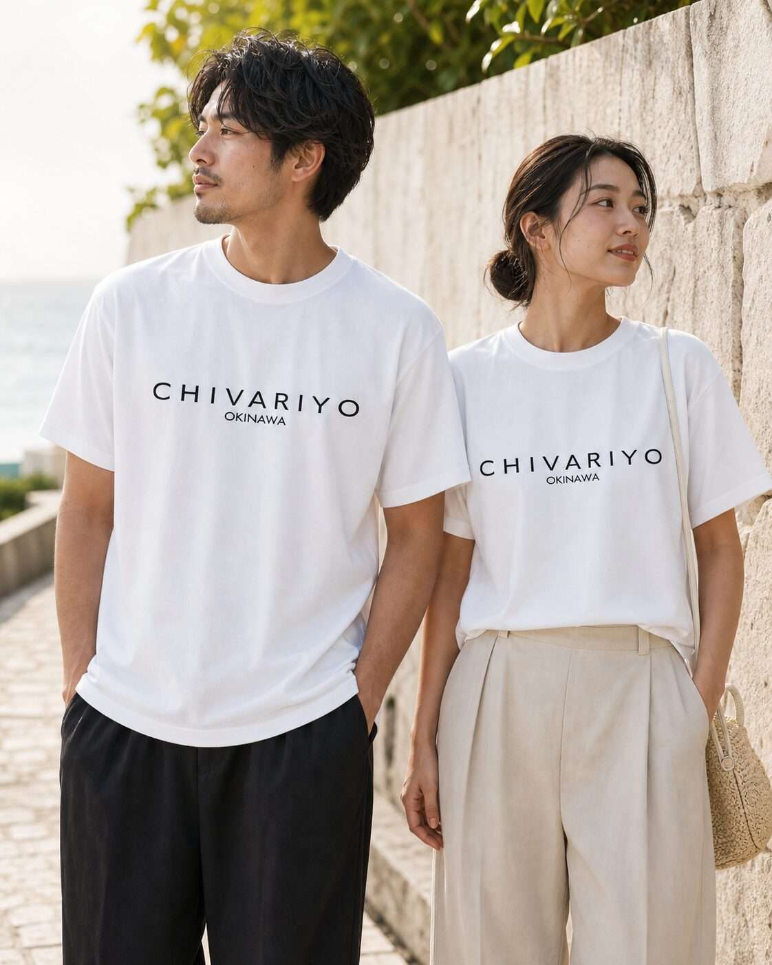 CHIVARIYO ベーシックTシャツ 白T着用イメージ