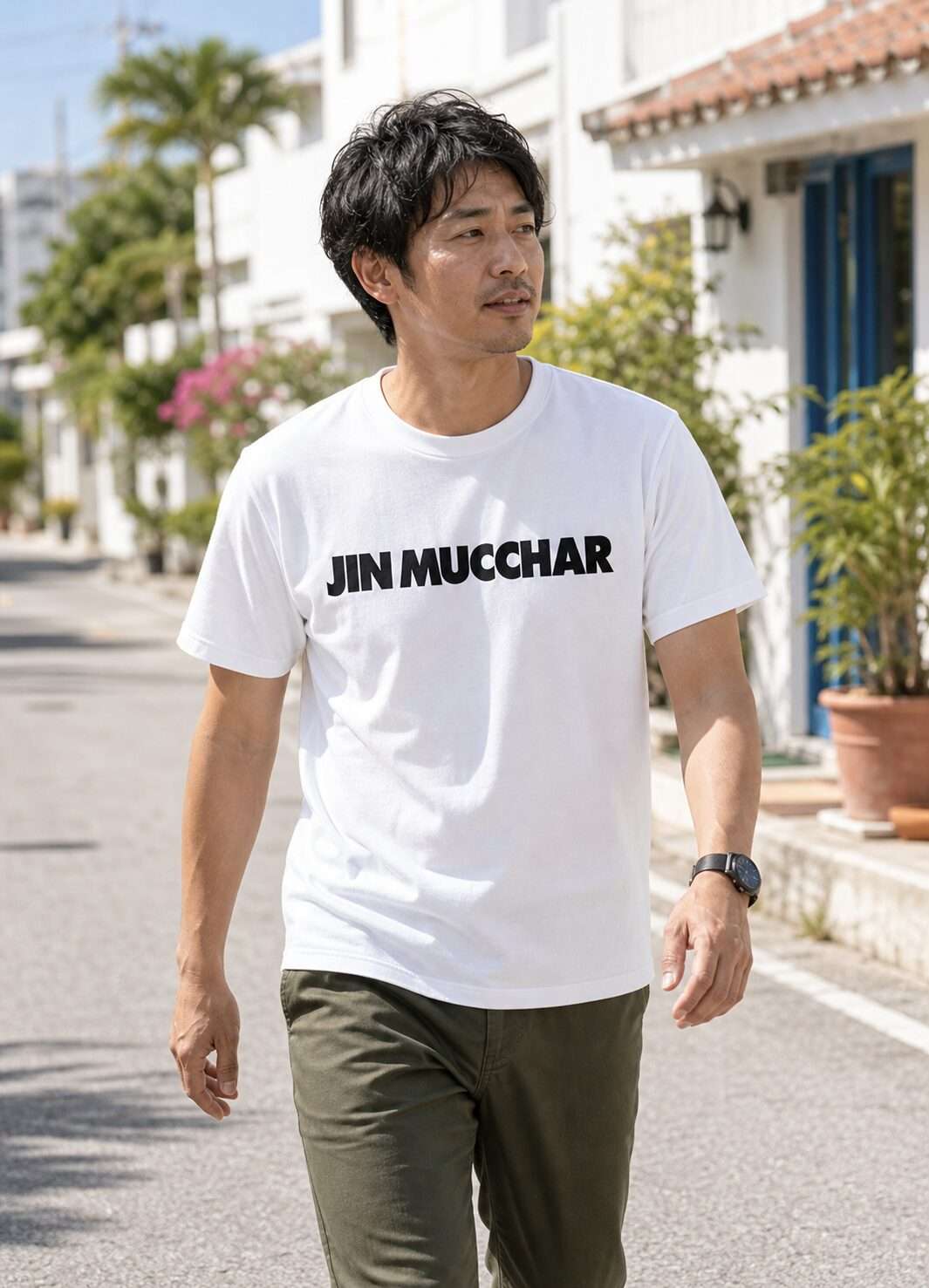 JIN MUCCHER ベーシックTシャツ メンズ着用イメージ
