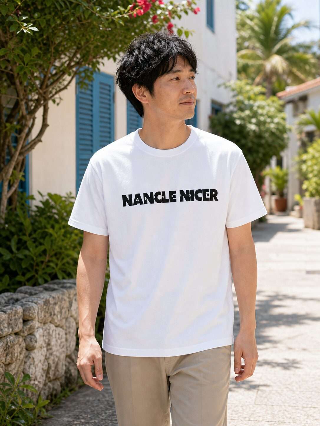 NANCLE NICER Stencil ベーシックTシャツ メンズ着用イメージ